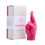 Crossed Fingers Hand Gesture Candle | Pink