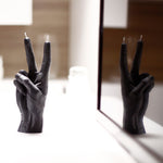 Peace Hand Gesture Candle | Black