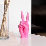 Peace Hand Gesture Candle | Pink