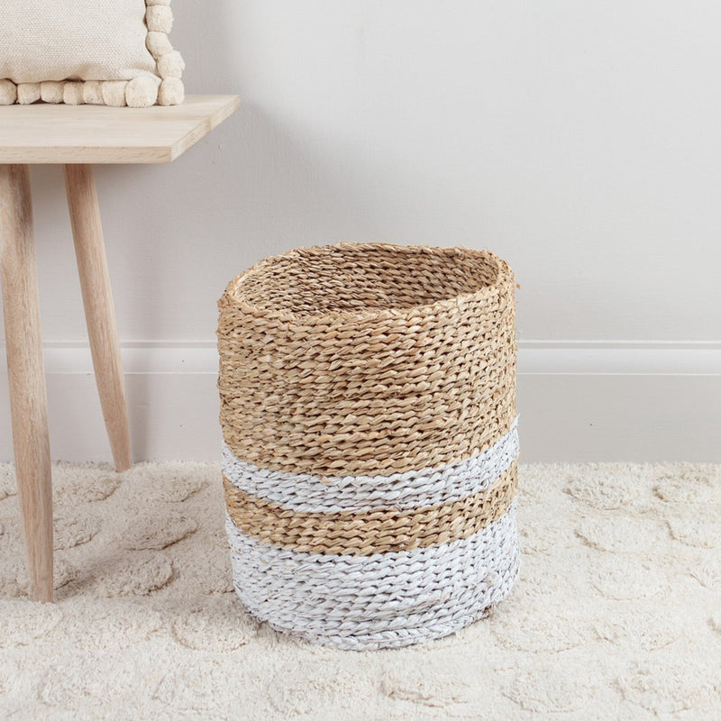 Seagrass Stripe Basket | White | Small