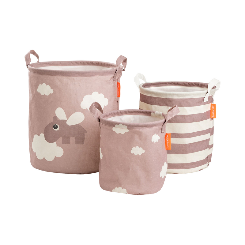Happy Clouds Storage Basket Set | Powder Pink | Pack of 3