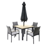 Venice 4 Seat Dining Set with Stacking Armchair & 2.5m Parasol