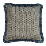 Chicago Threaded Jacquard Cushion with Fringe | Navy | 45x45cm