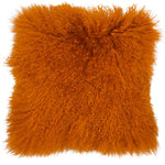 Tibetan Lambswool & Suede Cushion | Mongolian Orange | 40x40cm