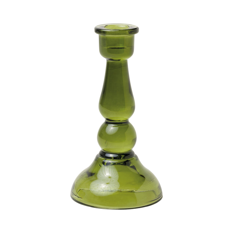 Glass Taper Candle Holder | Green