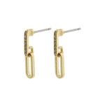 Elise Oval Link Crystal Earrings | Gold Plated
