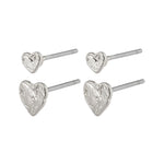 Sophia Small Heart Stud Earring Set | Silver Plated | 2 Piece