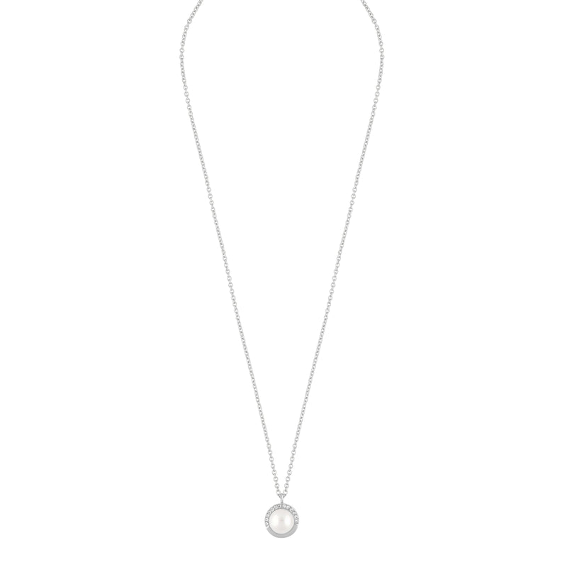 Celine Small Pendant Necklace | Silver/White | 40cm