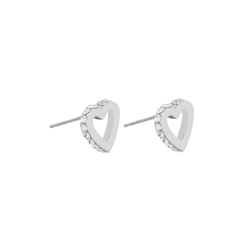 Connected Heart Earrings | Silver/Clear