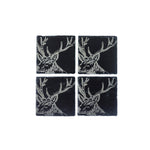 Square Coasters | Etched Stag | Set of 4