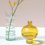 Recyled Round Glass Vase | Amber Green