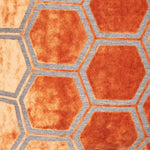 Hexagonal Cut Velvet Ivor Cushion | Orange | 56x56cm
