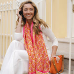 Lightweight Geometric Scarf | Orange & Pink