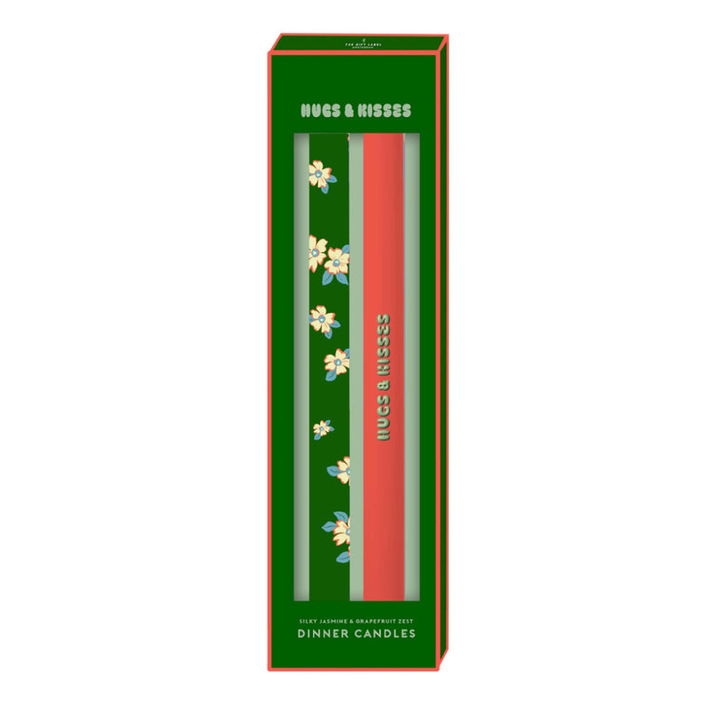 'Hugs and Kisses' Dinner Candles | Set of 2