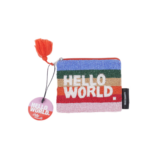 Beaded Sentiment Pouch with Tassel | Hello World