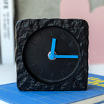 Square Stone-Look Mantel Clock | Black