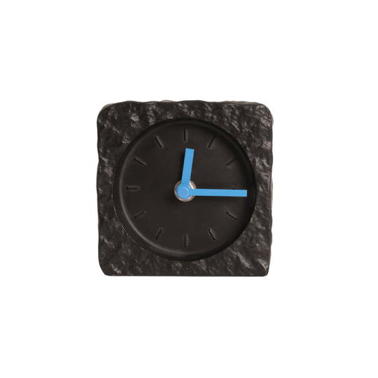 Square Stone-Look Mantel Clock | Black