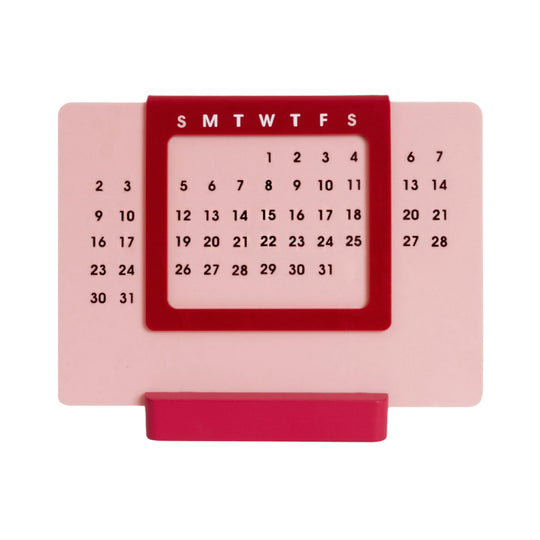 Acrylic 365 Day Desk Calendar | Pink & Red