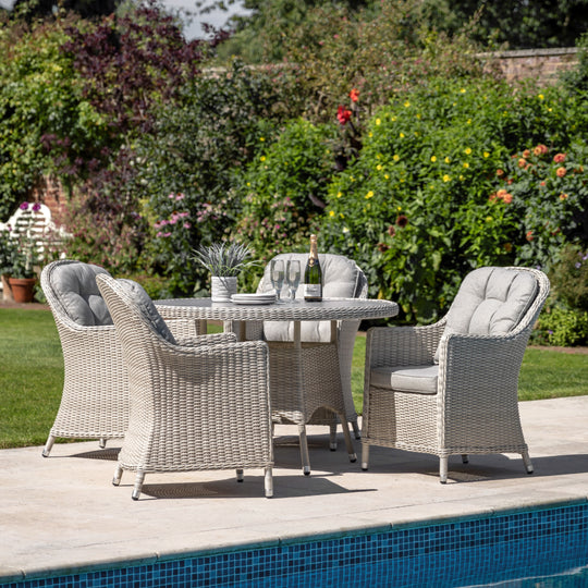 Outdoor Holton 4 Seat Round Dining Set | Stone