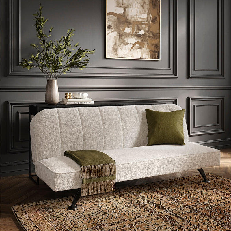 Burlington Boucle Sofa Bed | Ivory/Matte Black