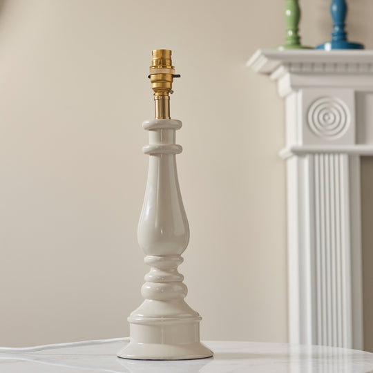 Myrtle Spindle Table Lamp Base | Almond White