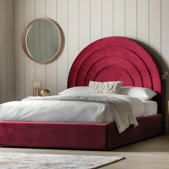 Arch Retro Velvet Bed Frame | Russett Red | King Size
