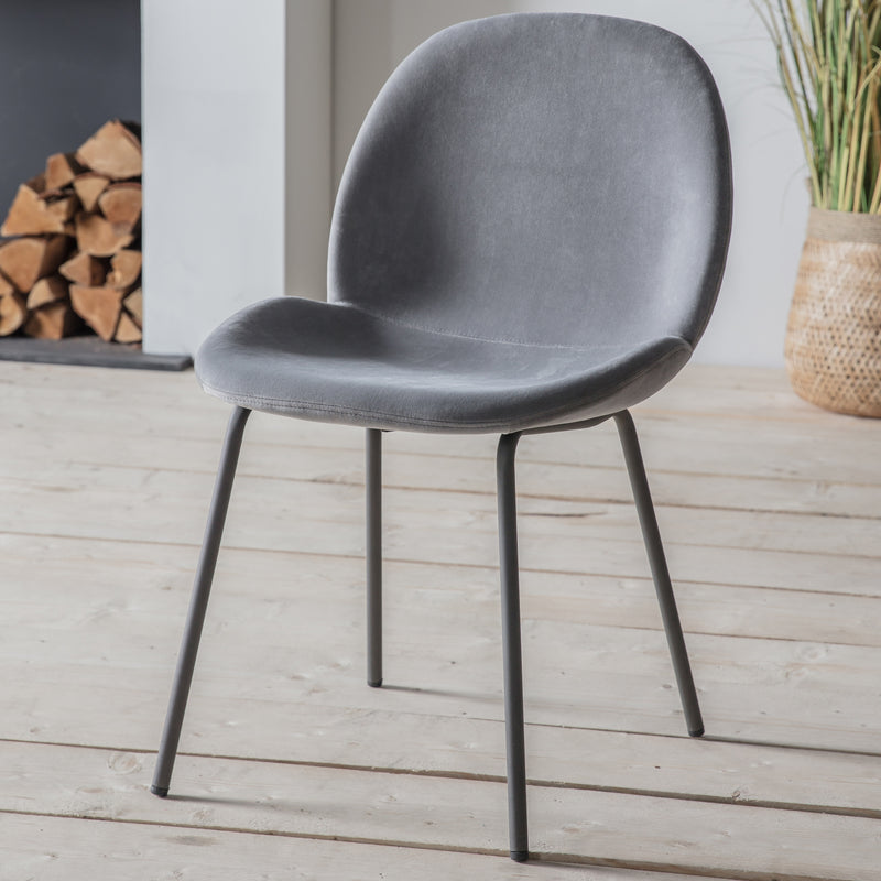 Flanagan Velvet Dining Chairs | Vintage Silver | Set of 2