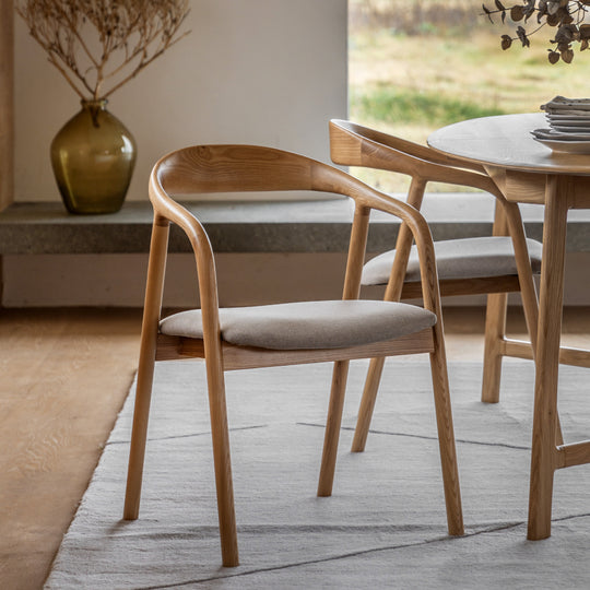 Madrid Upholstered Mid-Century Scandi Dining Chairs | Natural | Set of 2