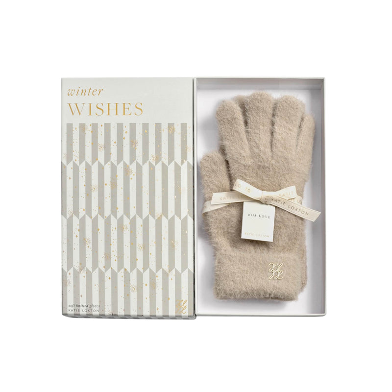 Boxed Soft Knit Gloves | Taupe