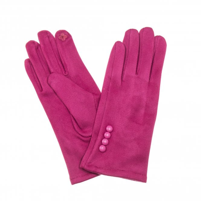 Button Gloves | Fuchsia