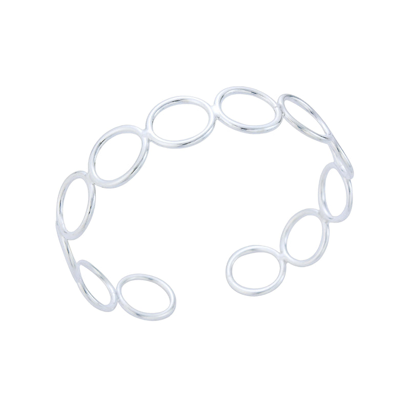 Delphine Circle Cuff Bangle | Silver Plated