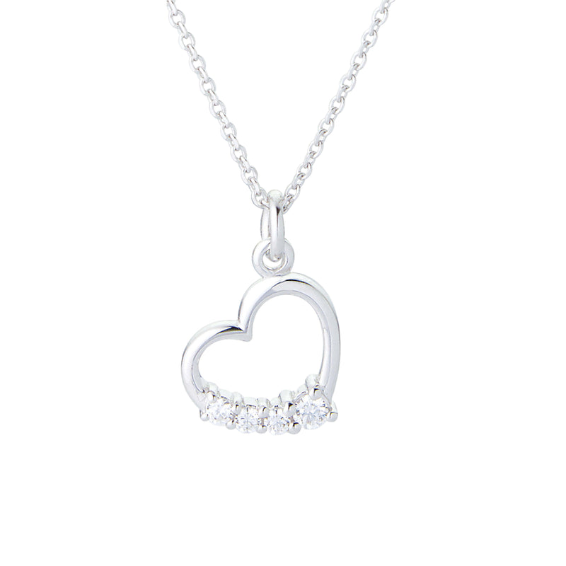 Ettie Heart Pendant Necklace | Silver Plated with Cubic Zirconia