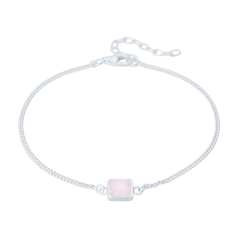 Liga Square Rose Quartz Bracelet | Sterling Silver