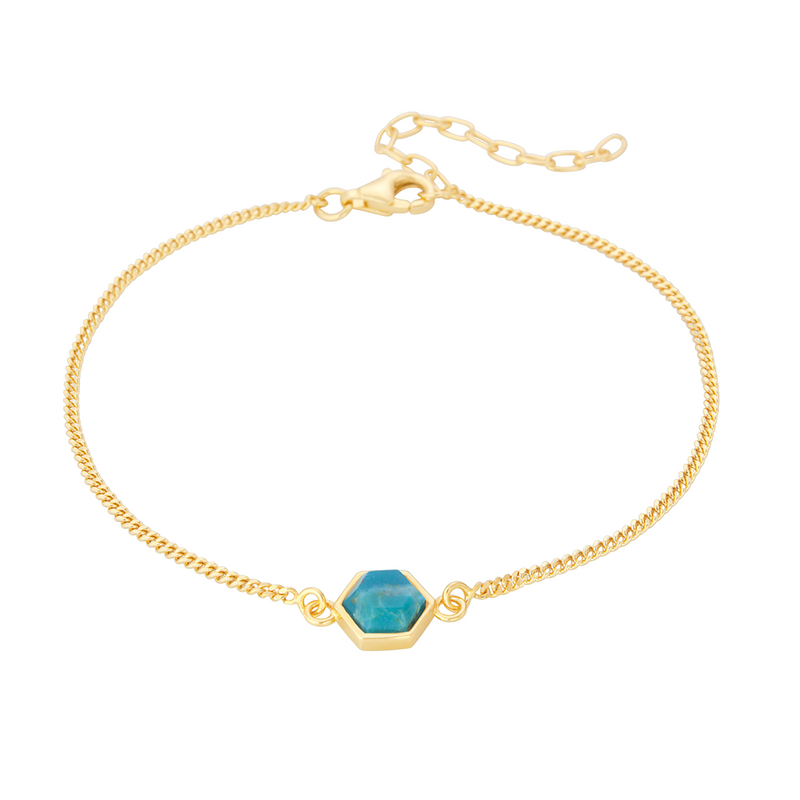 Liga Turquoise Hexagon Bracelet | Gold Plated Sterling Silver