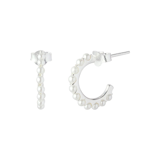 Pearl Hoop Earrings | Cherie | Sterling Silver