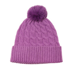 Cable Knit Pom Pom Hat | Lilac
