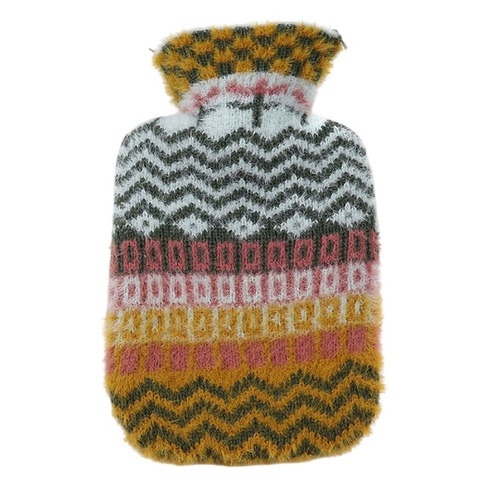Cottage Core Hot Water Bottle | Baby Blue/Mustard Mix