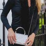 Crystal Side Bag with Chain Strap | Silver