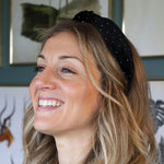 Crystal Studded Velvet Headband | Black