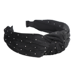 Crystal Studded Velvet Headband | Black