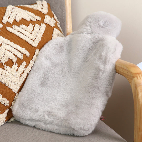 Faux Fur Hot Water Bottle | Pale Grey