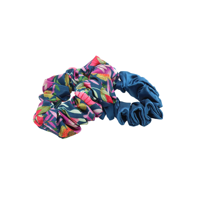 Floral Scrunchies | Blue Mix | Set of 2