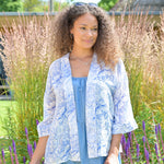 Floral Sketch Kimono | Blue & White