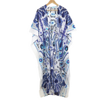 Folksy Floral Print Kimono | Blue & White