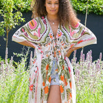 Folksy Floral Print Kimono | Pink & Green