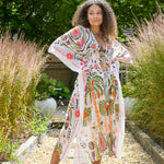 Folksy Floral Print Kimono | Pink & Green