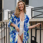 Geometric Print Kimono | Blue & Green