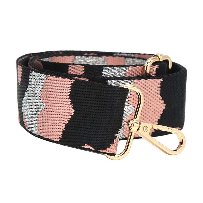 Interchangeable Lurex Camo Bag Strap | Pink Mix