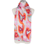 Lightweight Graphic Heart Scarf | Pink & Grey