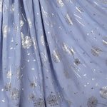 Lightweight Dandelion Print Scarf with Metallic Foil | Denim Blue